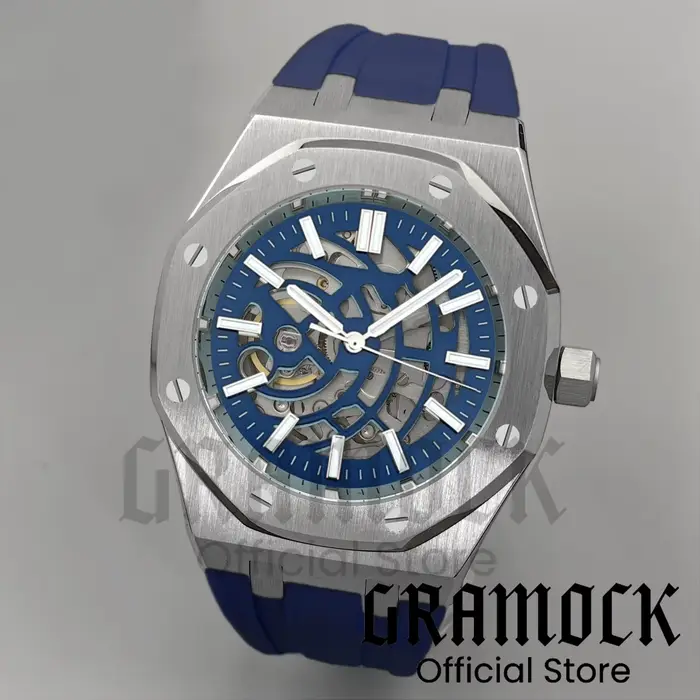 Gramock – montre mécanique de luxe pour hommes, 41mm, NH70, cadran évidé, verre saphir, bracelet en 