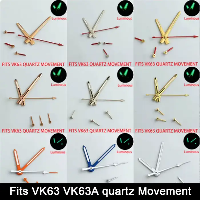 Aiguilles de montre compatibles avec le mouvement à quartz VK63 VK63A