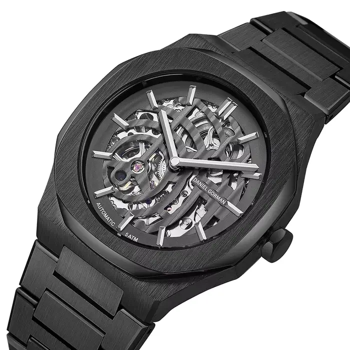 Montre mécanique squelette octogonale DANIEL GORMAN pour homme