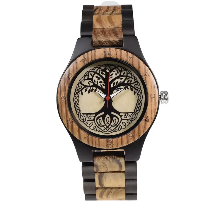 Montre décontractée en bois de zèbre pour femme, aiguilles lumineuses, mouvement à quartz, style fashion et casual, parfait pour les occasions quotidiennes et spéciales