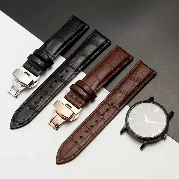 Bracelet de montre en cuir véritable avec boîte