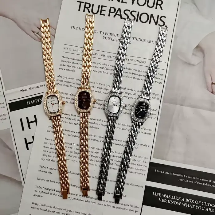 Luxe strass femmes montres mode Roma cadran ovale Montre à Quartz Bracelet