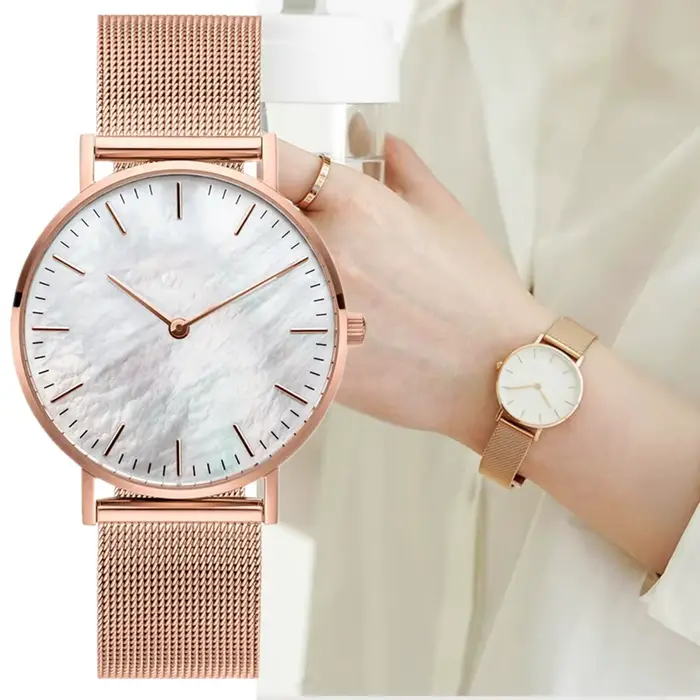 Montres de marque de luxe pour femmes mode métal maille bande analogique Quartz montre-bracelet Simple élégant dames horloge cadeau zegarek damski