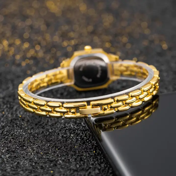 Montres à Quartz de luxe pour femmes dorées marque de mode carré dames