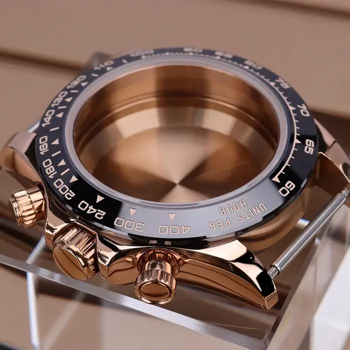 Boîtier de montre en or rose pour femmes, 39MM, verre saphir, compatible Seiko VK63 Movt, acier 316L, étanche, accessoires de haute qualité pour occasions spéciales