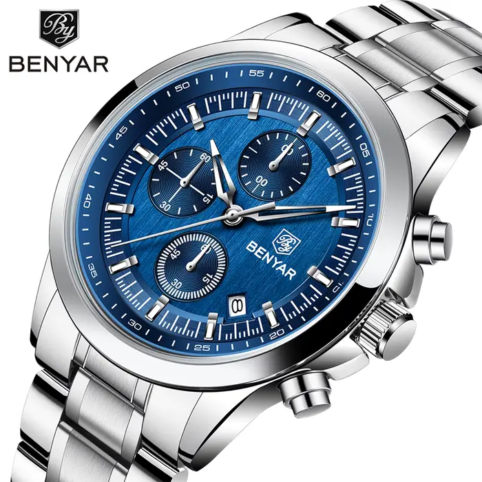 2025 nouveau BENYAR homme montre haut de gamme de luxe chronographe montres à Quartz hommes en cuir 5Bar étanche