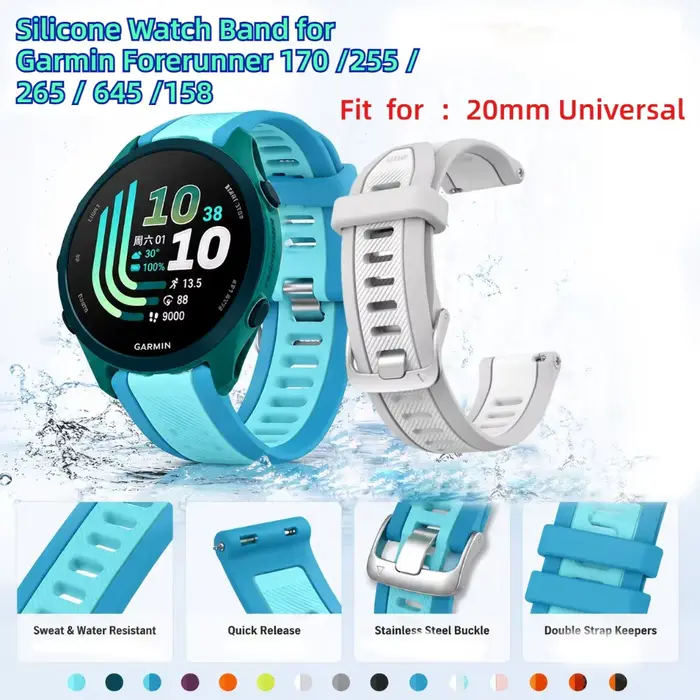 Bracelet de montre en silicone bicolore tendance pour Garmin Forerunner 170