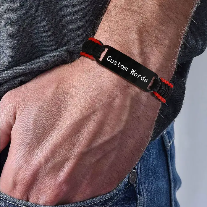 Bracelet tressé en Nylon à graver gratuitement pour hommes et garçons