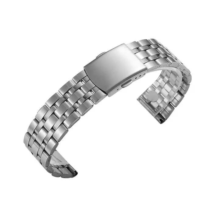 Bracelet de montre en acier inoxydable pour hommes et femmes, argent, or, fermoir de déploiement, ma