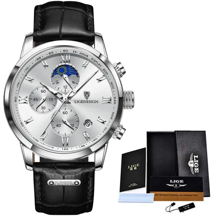 Montre militaire à quartz en cuir étanche pour homme