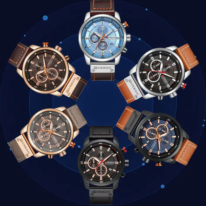 Montre Curren homme quartz multifonction sportive élégante pour homme avec fonction date et chronographe occassions spéciales