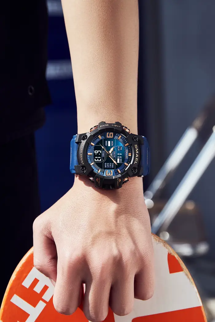 Montre de sport à quartz avec alarme lumineuse LED