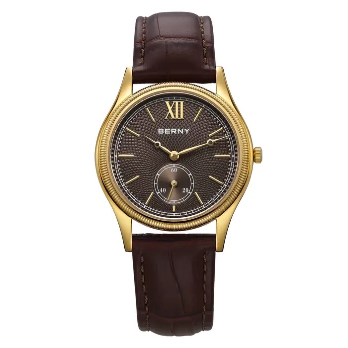 Montres de luxe BERNY pour hommes, élégance classique, montre-bracelet fine en or à quartz pour homm