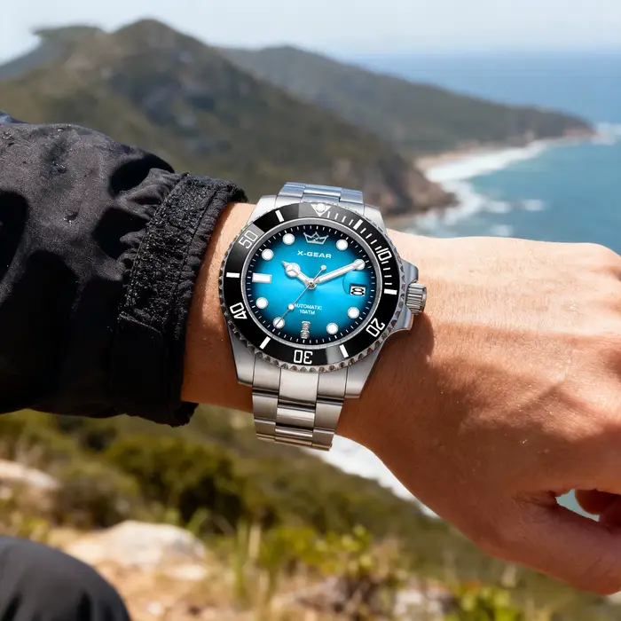 Montre fantôme d'eau bleu profond classique pour hommes