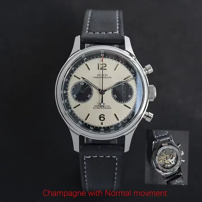 Montre homme Sugess Movment ST1901 1963 Polit, chronographe, montre mécanique Air Force Sapphire, mo