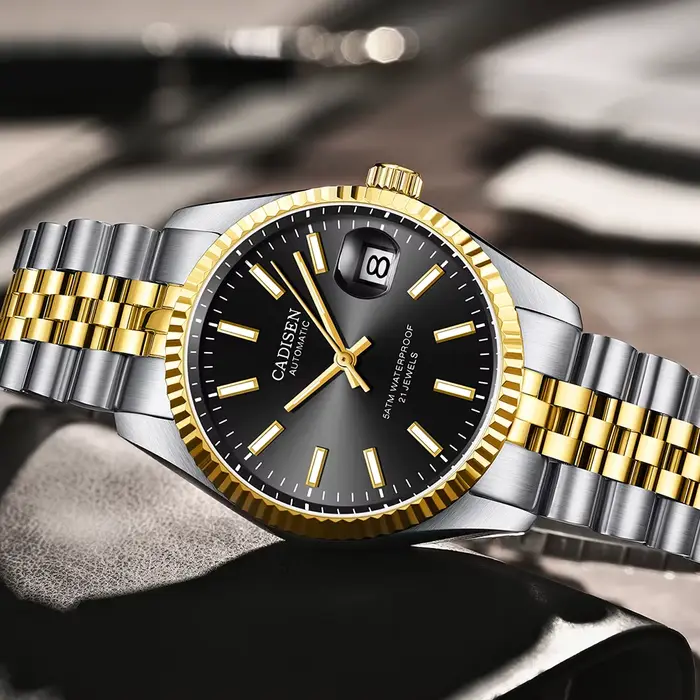Montre mécanique pour homme Cadisen avec affichage lumineux en acier