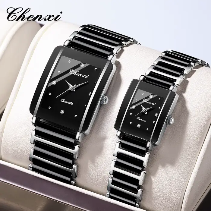 CHENXI 104A montres de Couple de luxe étanche relojes para damas montre-bracelet pour femme et homme bracelet en céramique simulée cadeau