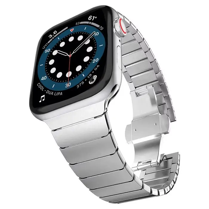 Bracelet à Maillons Métalliques pour Apple Watch, Accessoire en Acier Inoxydable, 45mm, 44mm, 42mm,