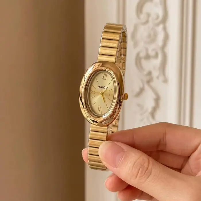 1 montre à quartz ovale élégante, décontractée et luxueuse, à la mode