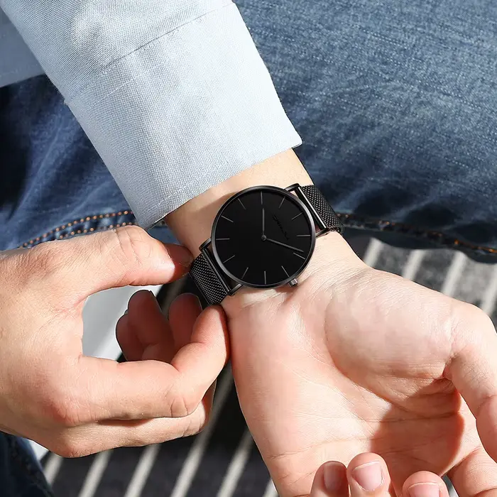 CRRJU nouvelle mode hommes montres haut de gamme de luxe Sport étanche Simple Ultra-mince