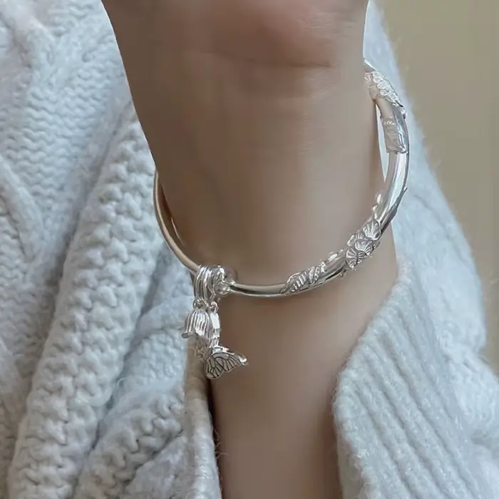 Bracelet papillon réglable en argent regardé 925 pour femme