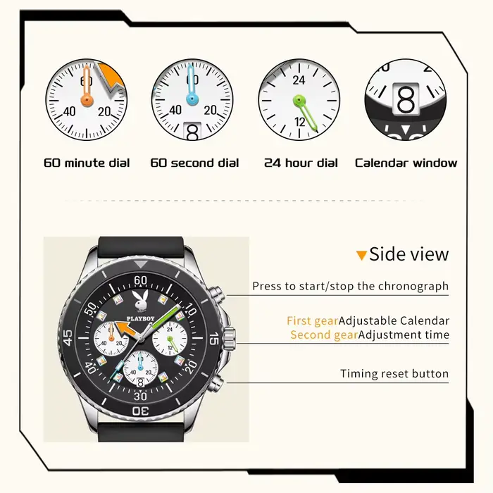 PLAYBOY – montre à Quartz originale pour hommes