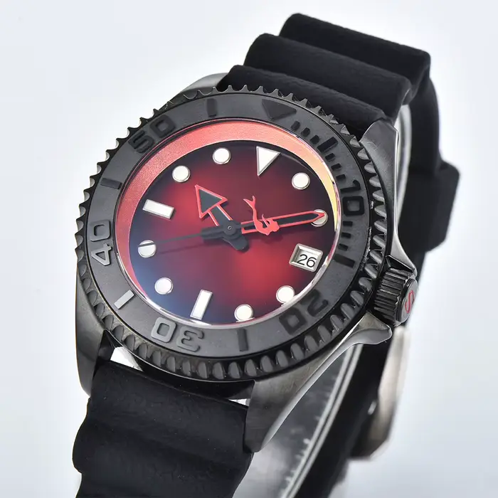 Montre de plongée noire PARNSRPE automatique avec calendrier complet et résistance à l'eau 20 bars pour homme aventuriers et amoureux de l'élégance