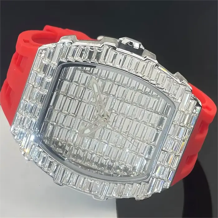Montre Glacée de Luxe pour Homme, Marque sur Mesure, Bracelet en Silicone DEN, Mode, Horloge à Quart