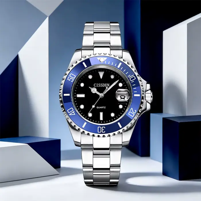 Montres-bracelets à quartz élégantes résistantes à l'eau pour hommes avec calendrier complet et aiguilles luminescentes occasions spéciales