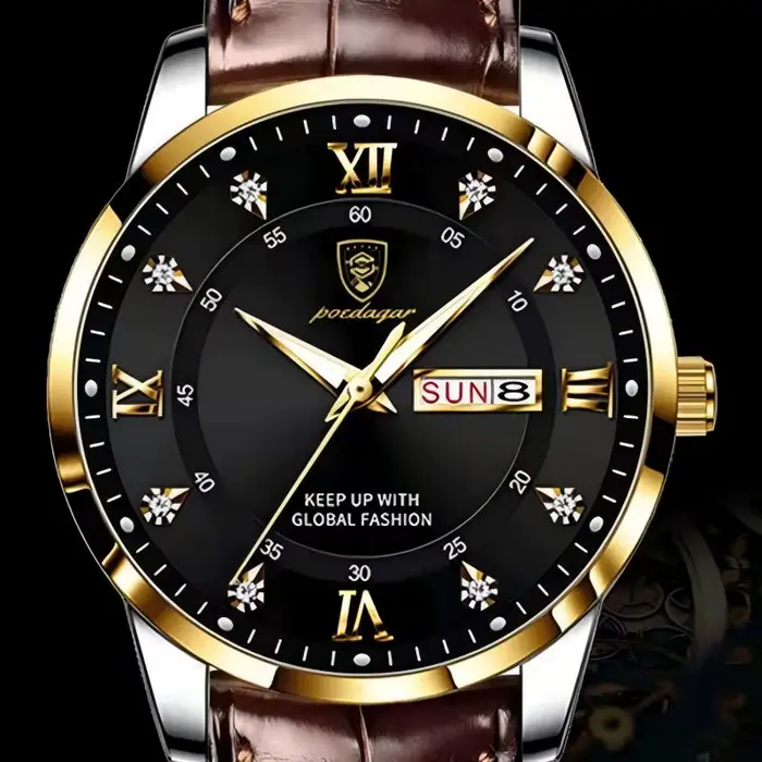 POEDAGAR marque de luxe hommes montres étanche lumineux en cuir Quartz homme montre-bracelet sport décontracté montre