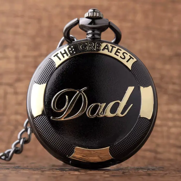 Montre de poche à Quartz pour hommes, décontractée, à la mode, "le plus grand papa", cadran rond gra