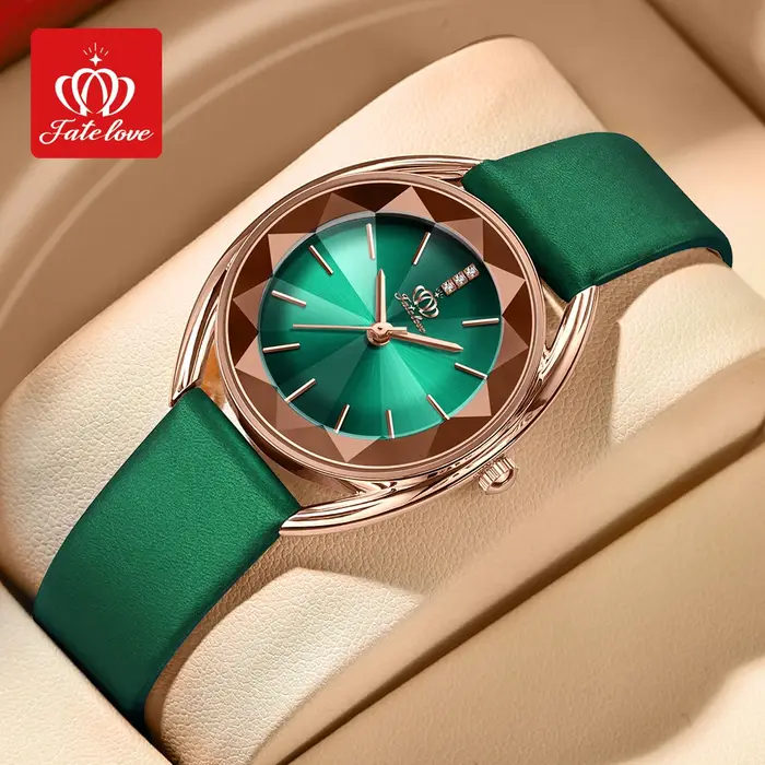 Montre en acier inoxydable avec bracelet en cuir pour femmes, élégante et résistante à l'eau, idéale pour les occasions spéciales et le quotidien