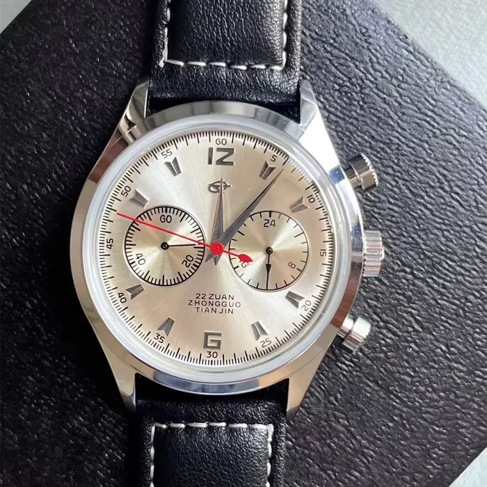 Montres pour hommes Tianjin 1963 Pilot Watch 42 mm, étanche, rétro, chronographe à quartz, montre ho