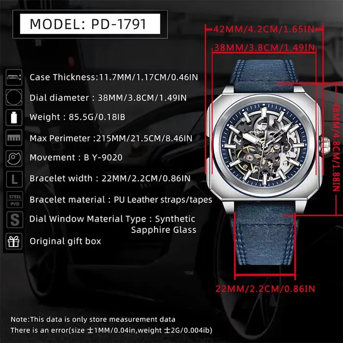 Nouvelle Montre-Bracelet Mécanique Creuse Pagani Design Robe Luxe Hommes Élégants Occasions Spéciales
