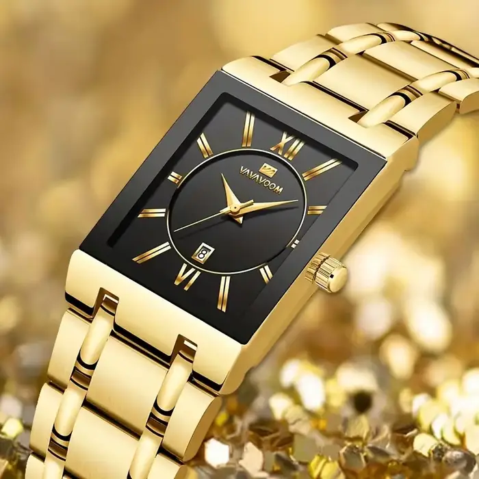 VA VA VOOM-Montre-bracelet carrée en acier inoxydable pour homme