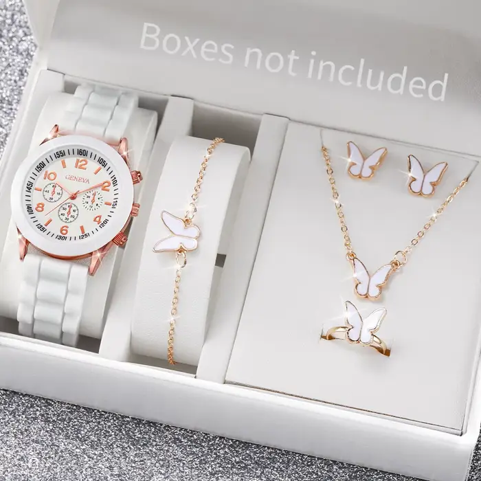 Ensemble de montres à quartz avec bracelet en silicone pour femme