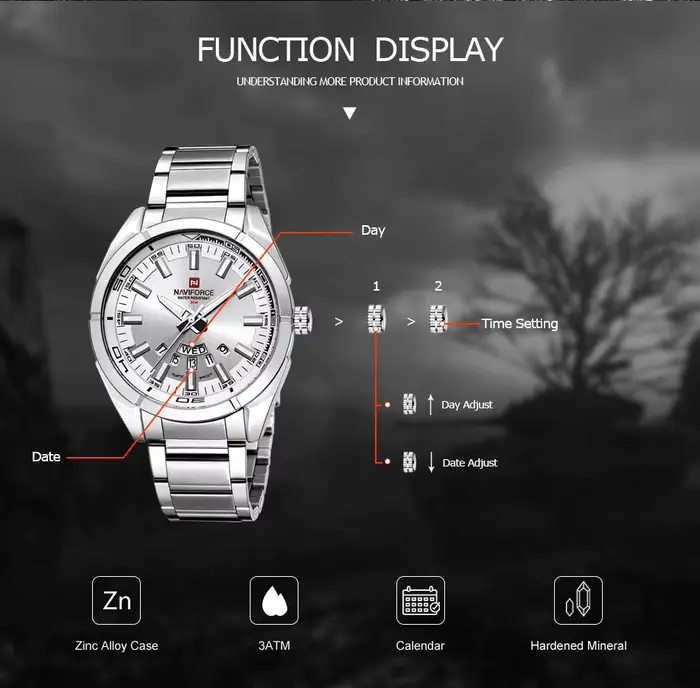 NAVIFORCE montre décontractée classique pour hommes en acier inoxydable teel Sport étanche hommes mo