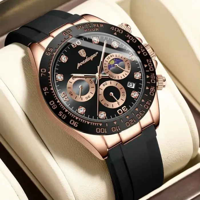 Montre-bracelet POEDAGAR à quartz avec fonction date, chronographe, résistance à l'eau, mains lumineuses et bracelet en bambou pour hommes occassions spéciales