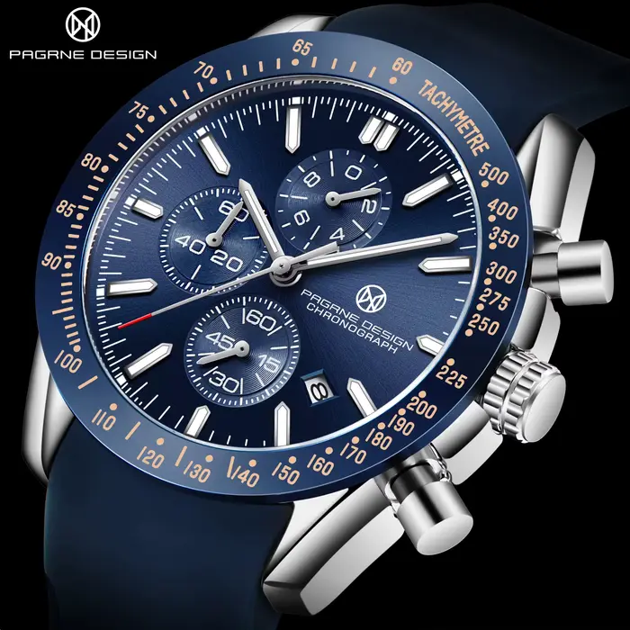 Montre sportive à quartz PAGRNE DESIGN PG 5140 résistante à l'eau pour hommes avec fonction chronométrage et cadran lumineux pour activités outdoor et urbaines
