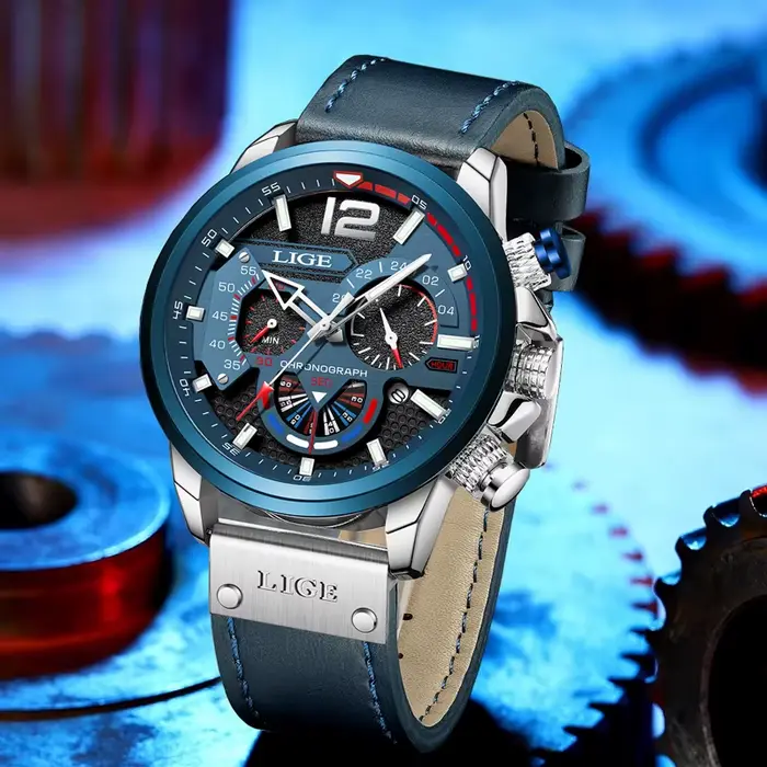 Montre homme LIGE design créatif montre de sport décontractée cuir de luxe quartz résistante à l'eau pour hommes occasions spéciales