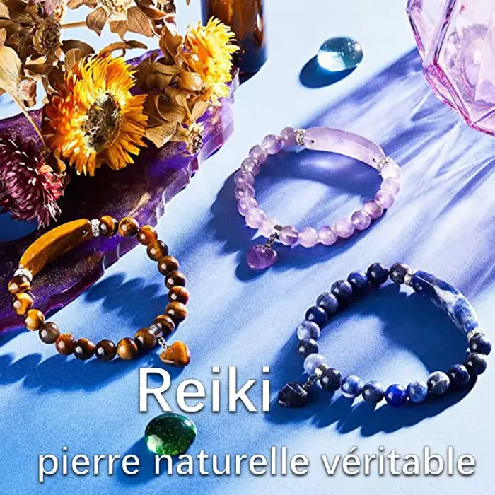 CSJApierre naturelle oeil de tigre améthyste barre rectangulaire Bracelet à breloques femmes hommes pierre de guérison poudre cristal brut Chakra bijoux G909