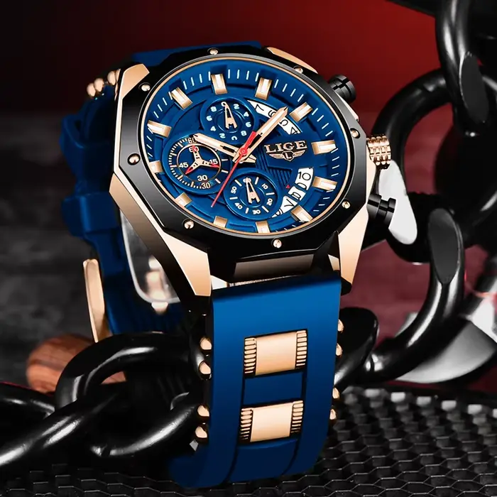 2025 LIGE nouvelle mode hommes montres haut de gamme de luxe Silicone Sport montre