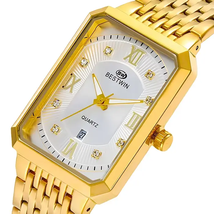 Carré Date 2025 hommes or montres or acier inoxydable