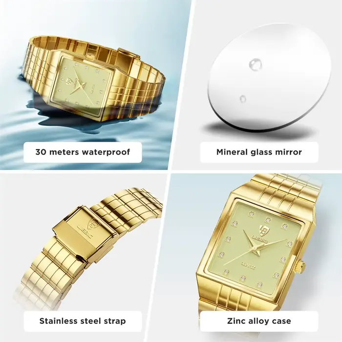 Montre en acier inoxydable Liebig 8808 résistante à l'eau avec affichage LED pour hommes et femmes occasions spéciales