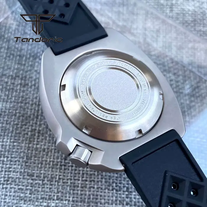 Montre de plongée Tandorio NH35A Titane Automatique avec Bracelet Caoutchouc pour Hommes Occasions Spéciales Plongée Élégante