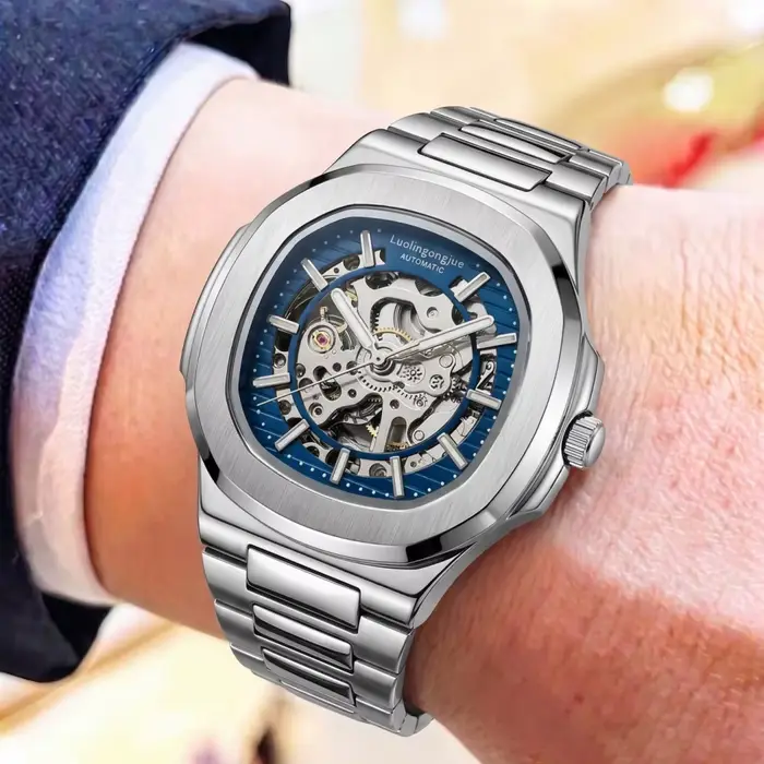 Montre mécanique squelette entièrement automatique pour homme