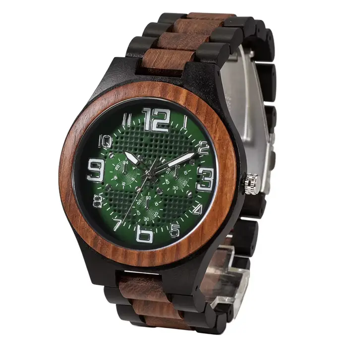 Montre en bois homme mouvement quartz japonais fermoir réglable en acier inoxydable pour tous les jours occasions spéciales
