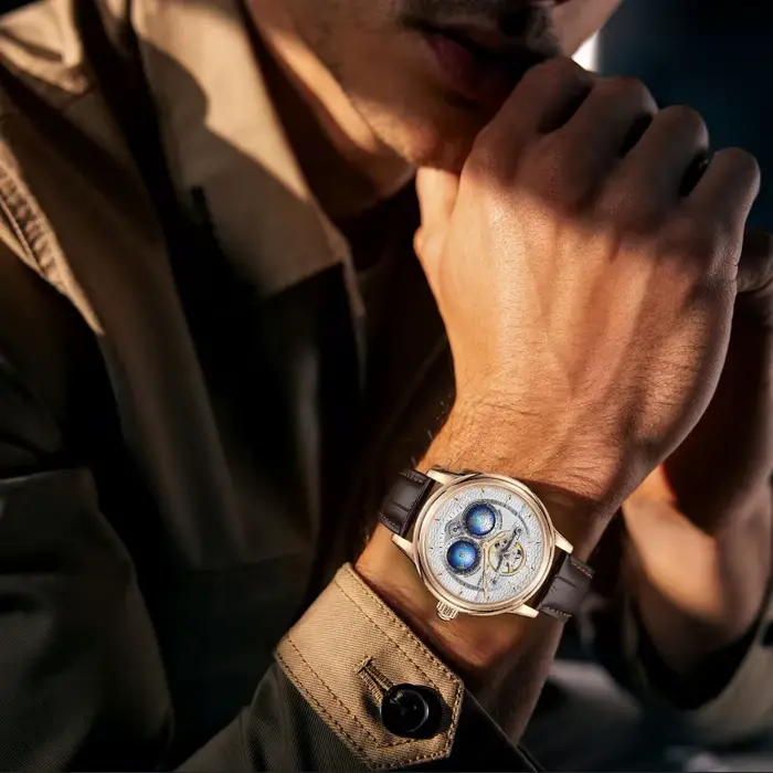  SEAKOSS 47mm hommes montres mécaniques automatiques Double terre heure mondiale verre saphir rotation 3D