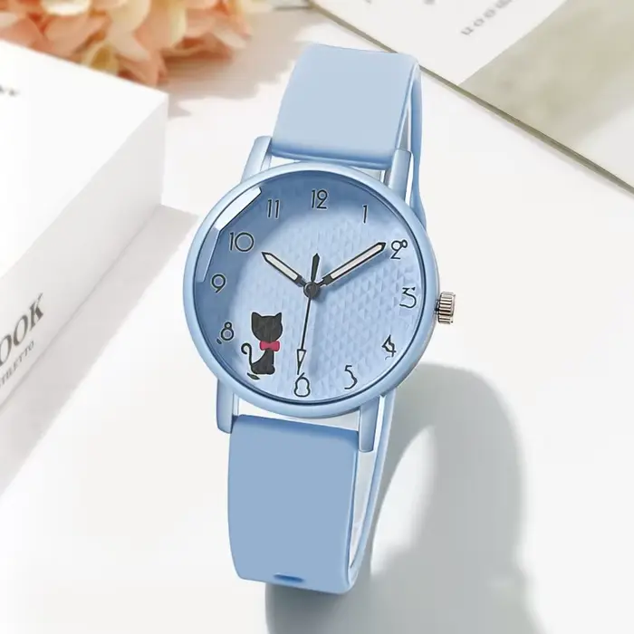 Montre pour femme, montre à quartz avec bracelet en silicone