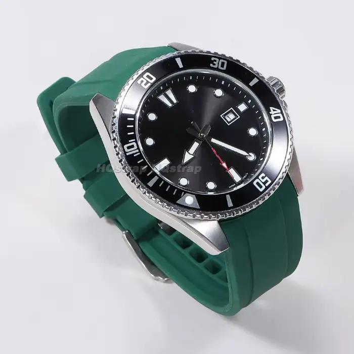 20mm 22mm Bracelet en caoutchouc haute qualité extrémité incurvée